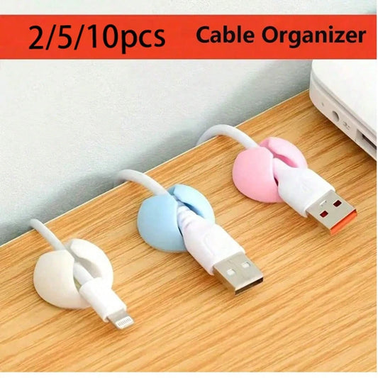 2/5/10pcs Silicone Cable Clips, Desktop Cable Organizer, Cable Storage Rack, USB Charging Cable Winder, Car, Tablet Cable Management, Durable And Compact: Organize Your Phone Charging Cables, Earphone