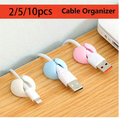 2/5/10pcs Silicone Cable Clips, Desktop Cable Organizer, Cable Storage Rack, USB Charging Cable Winder, Car, Tablet Cable Management, Durable And Compact: Organize Your Phone Charging Cables, Earphone