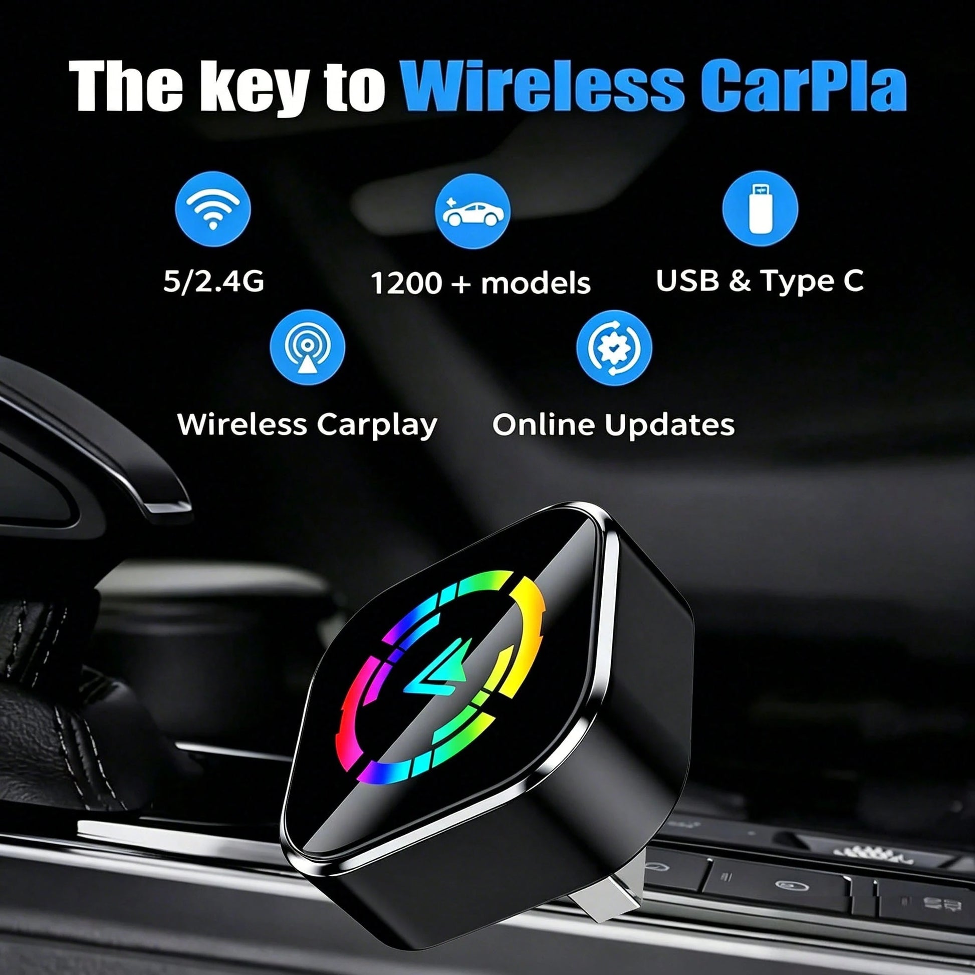 2-In-1 Wireless CarPlay And Android Auto Adapter, Plug And Play, USB-C/USB Wireless Receiver, Supports Steering Wheel Control, Compatible With IPhone And Android Phones, No External Antenna Required