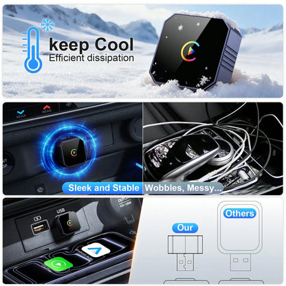 2-In-1 Wireless CarPlay & Android Auto Adapter, Mini Plug-And-Play Wired To Wireless Converter For IPhone IOS 10+ & Android 11+, Auto Fast Connection With Zero Lag, Compatible With 2016 And Newer Car