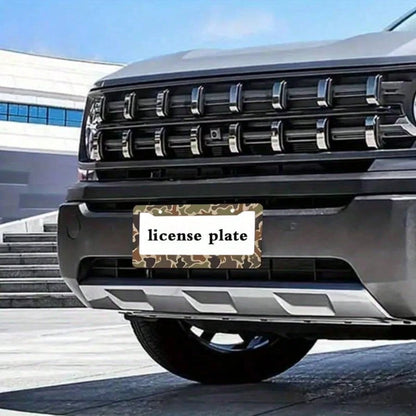 2 Piece Camouflage Hunting Theme Aluminum License Plate Frame, 6.3 X 12.2 Inch, Fits All US Car Models, Waterproof And Dustproof, Scratch Resistant, Camo, Car Decor, License Plate Frame, Car Acessesor
