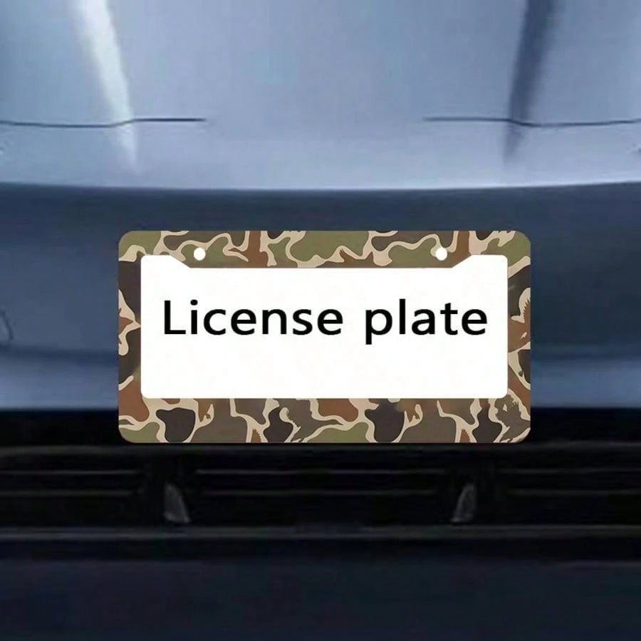 2 Piece Camouflage Hunting Theme Aluminum License Plate Frame, 6.3 X 12.2 Inch, Fits All US Car Models, Waterproof And Dustproof, Scratch Resistant, Camo, Car Decor, License Plate Frame, Car Acessesor