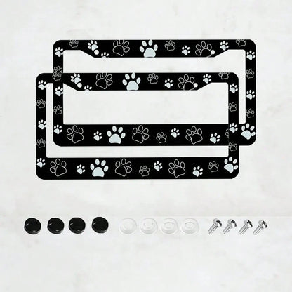 2 Pieces, Black License Plate Frame, Cartoon Paw Print License Plate Frame, Paw,, Front License Plate Cover, License Plate Frame, Fun License Plate Frame, Car License Plate Accessories, Universal Lice