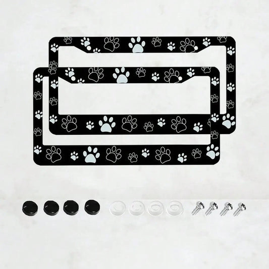 2 Pieces, Black License Plate Frame, Cartoon Paw Print License Plate Frame, Paw,, Front License Plate Cover, License Plate Frame, Fun License Plate Frame, Car License Plate Accessories, Universal Lice