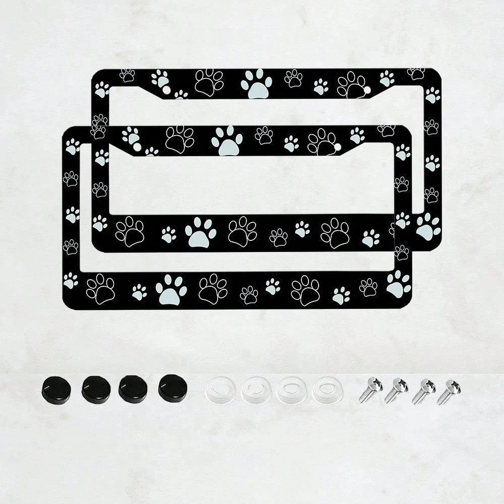 2 Pieces, Black License Plate Frame, Cartoon Paw Print License Plate Frame, Paw,, Front License Plate Cover, License Plate Frame, Fun License Plate Frame, Car License Plate Accessories, Universal Lice