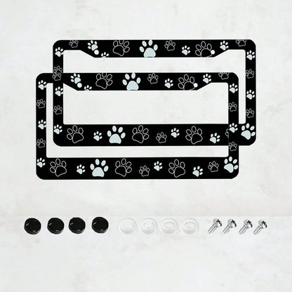 2 Pieces, Black License Plate Frame, Cartoon Paw Print License Plate Frame, Paw,, Front License Plate Cover, License Plate Frame, Fun License Plate Frame, Car License Plate Accessories, Universal Lice