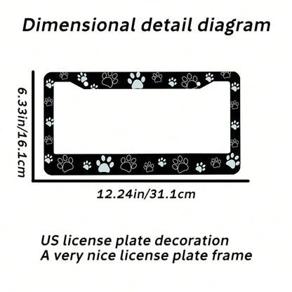 2 Pieces, Black License Plate Frame, Cartoon Paw Print License Plate Frame, Paw,, Front License Plate Cover, License Plate Frame, Fun License Plate Frame, Car License Plate Accessories, Universal Lice