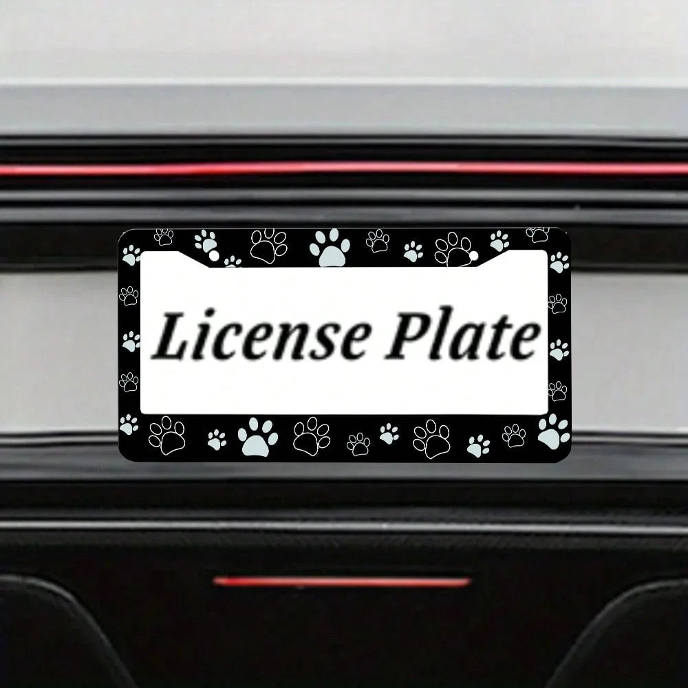2 Pieces, Black License Plate Frame, Cartoon Paw Print License Plate Frame, Paw,, Front License Plate Cover, License Plate Frame, Fun License Plate Frame, Car License Plate Accessories, Universal Lice