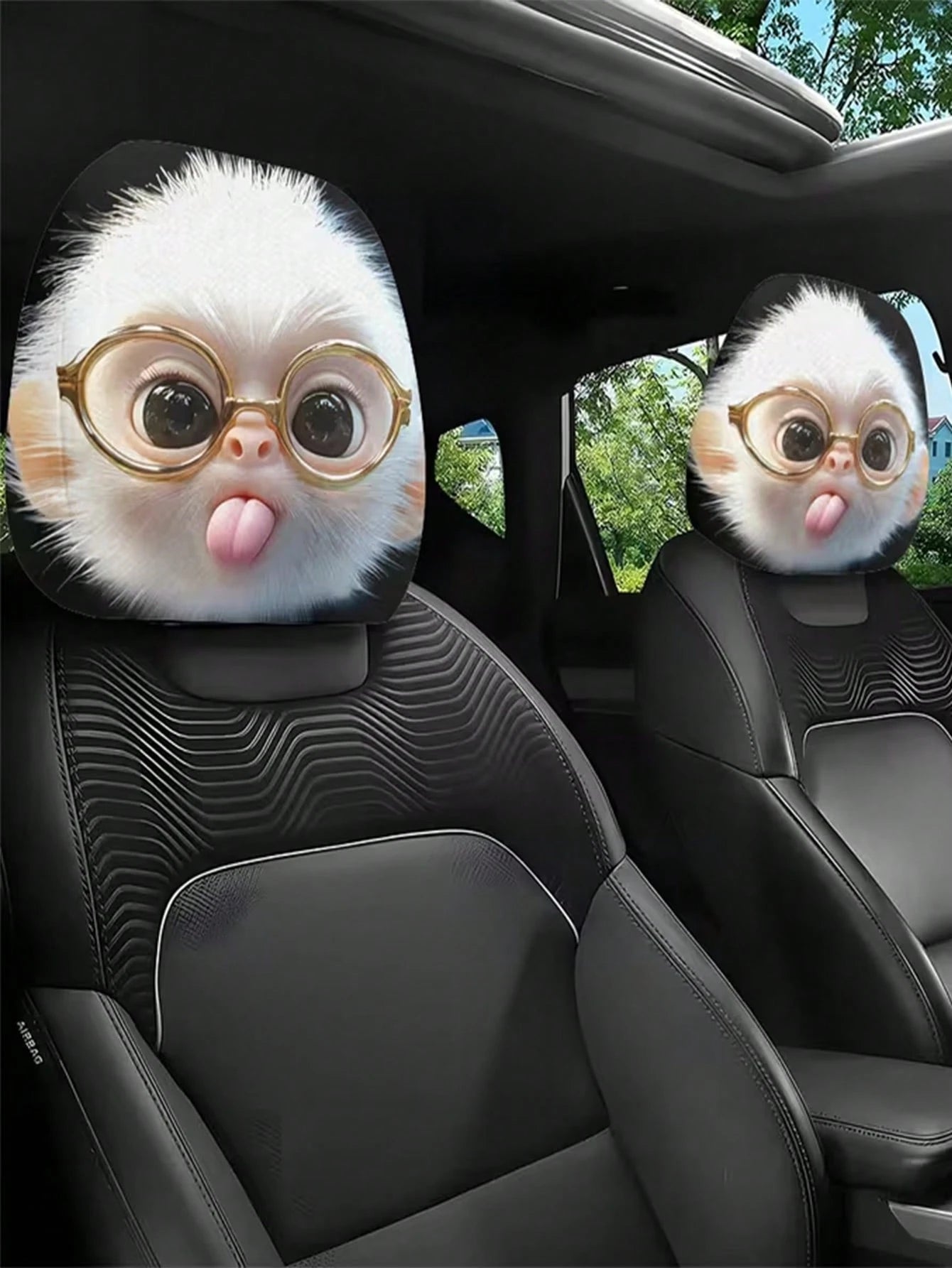 2 Pieces Of Cute Monkey With Glasses Car Headrest Covers. Car Decoration. Soft And Comfortable. No Material Filling. Suitable For Long-Distance Travel And Daily Commuting. For Friends And Loved Ones.