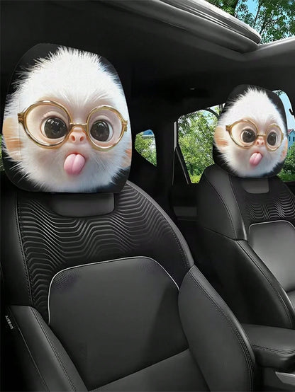 2 Pieces Of Cute Monkey With Glasses Car Headrest Covers. Car Decoration. Soft And Comfortable. No Material Filling. Suitable For Long-Distance Travel And Daily Commuting. For Friends And Loved Ones.