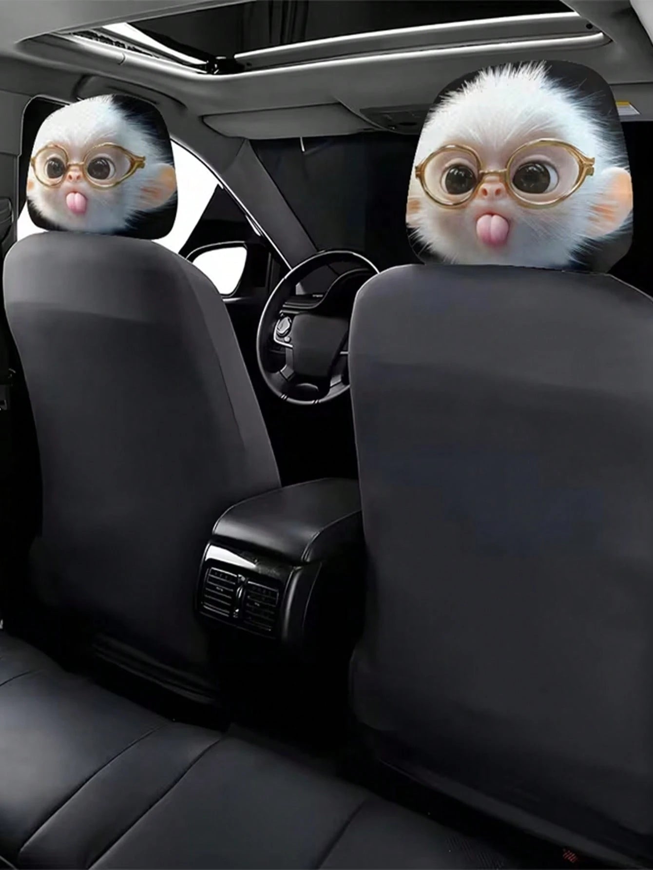 2 Pieces Of Cute Monkey With Glasses Car Headrest Covers. Car Decoration. Soft And Comfortable. No Material Filling. Suitable For Long-Distance Travel And Daily Commuting. For Friends And Loved Ones.