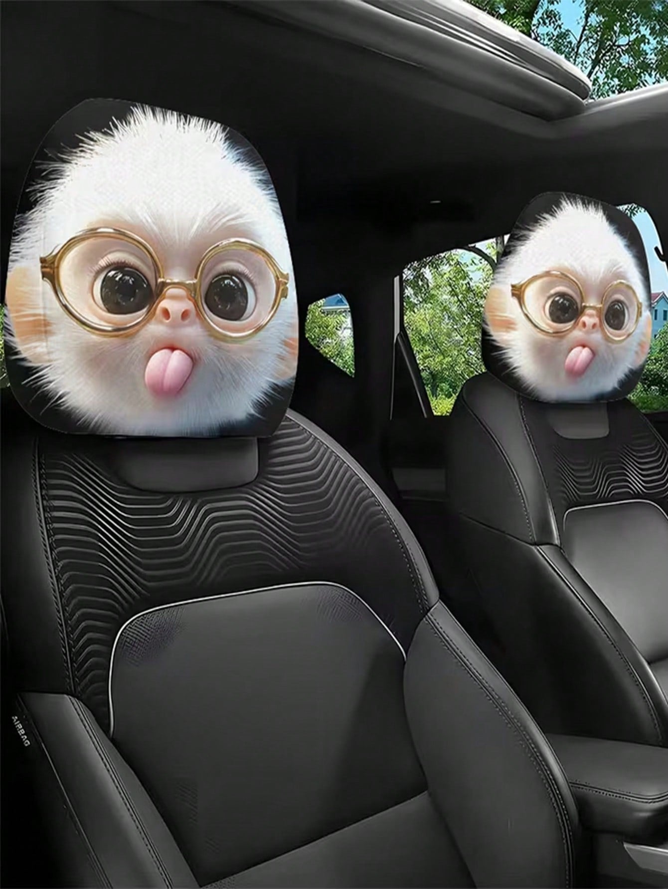 2 Pieces Of Cute Monkey With Glasses Car Headrest Covers. Car Decoration. Soft And Comfortable. No Material Filling. Suitable For Long-Distance Travel And Daily Commuting. For Friends And Loved Ones.