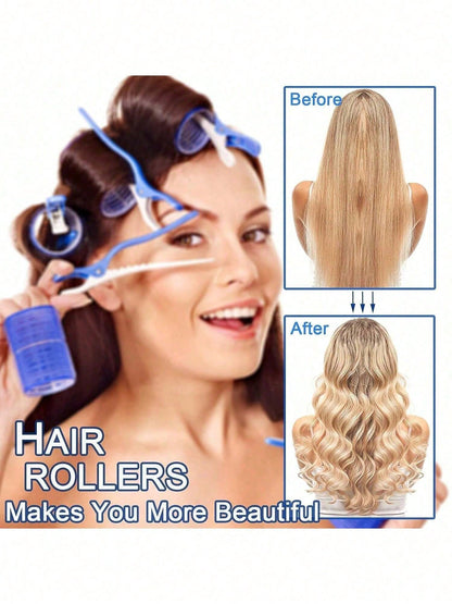 2 Sizes Hair Curlers, Hair Curlers, Suitable For Long Hair, Medium Hair, Short Hair, Large, Medium, Small Self-Adhesive Hair Curlers, Comes With 12 Hair Clips, 1 Makeup Bag And 1 Claw Clip.