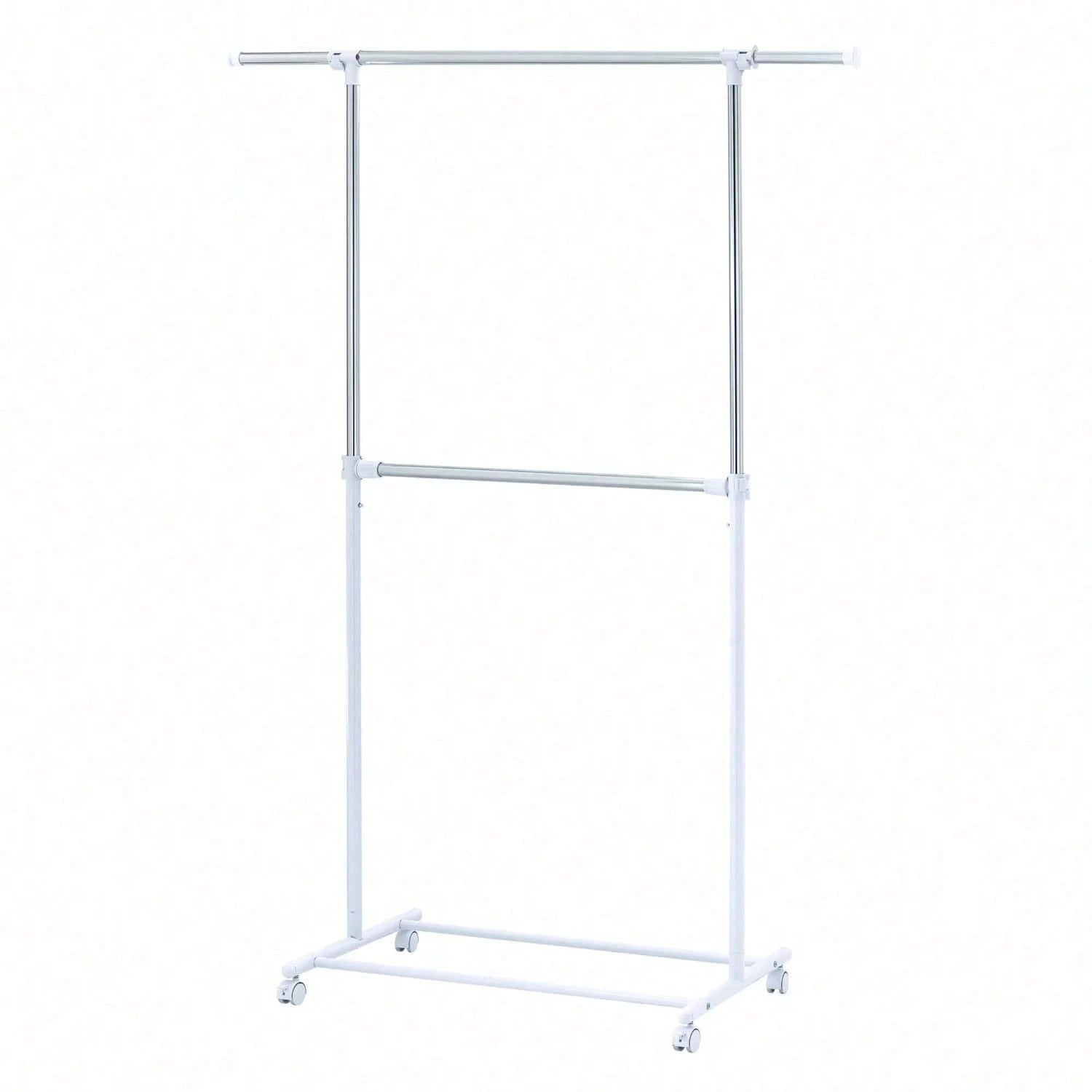 2-Tier Adjustable Garment Rack, Steel Clothing Rail With Double Rods For Maximum Hanging Storage, Freestanding Closet Organizer