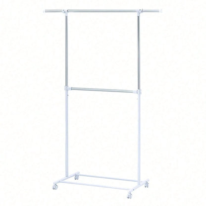 2-Tier Adjustable Garment Rack, Steel Clothing Rail With Double Rods For Maximum Hanging Storage, Freestanding Closet Organizer
