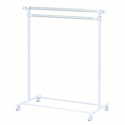 2-Tier Adjustable Garment Rack, Steel Clothing Rail With Double Rods For Maximum Hanging Storage, Freestanding Closet Organizer