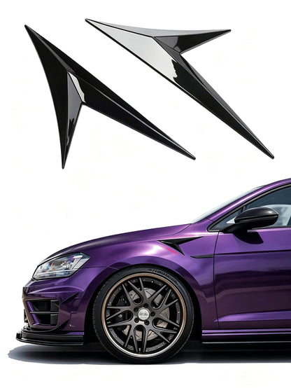 2 Universal V-Shaped Mudguard Vent Stickers, Waterproof Self-Adhesive Hood Air Intake Covers, Suitable For Sedans And SUVs