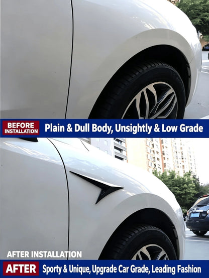 2 Universal V-Shaped Mudguard Vent Stickers, Waterproof Self-Adhesive Hood Air Intake Covers, Suitable For Sedans And SUVs