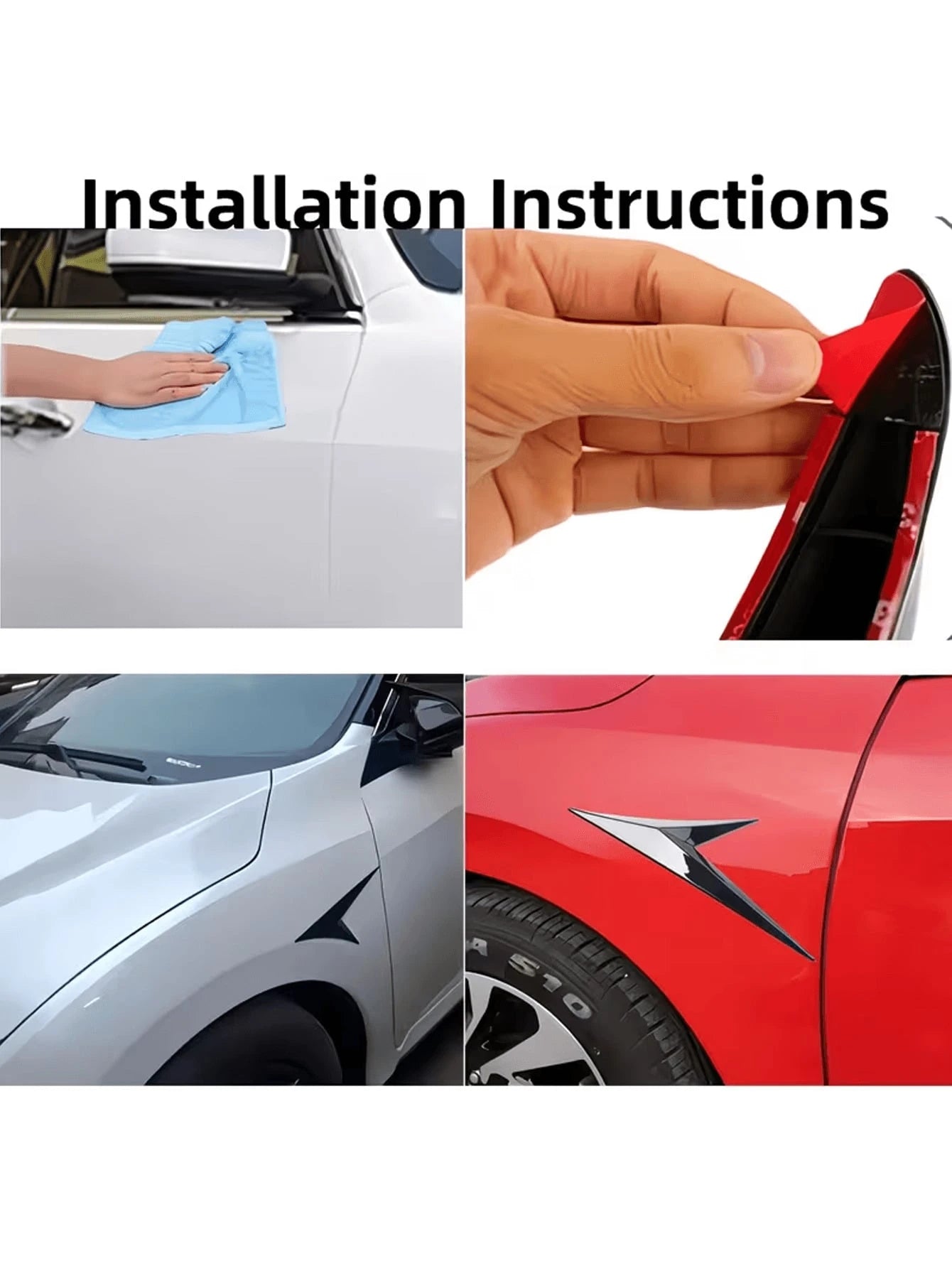 2 Universal V-Shaped Mudguard Vent Stickers, Waterproof Self-Adhesive Hood Air Intake Covers, Suitable For Sedans And SUVs