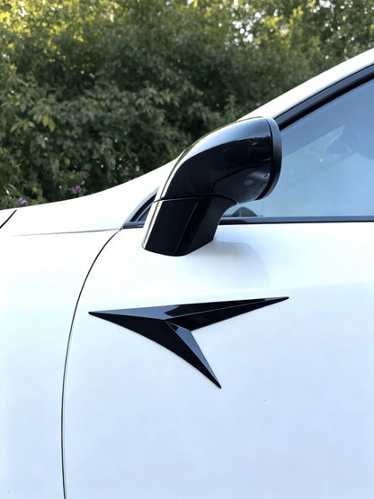 2 Universal V-Shaped Mudguard Vent Stickers, Waterproof Self-Adhesive Hood Air Intake Covers, Suitable For Sedans And SUVs