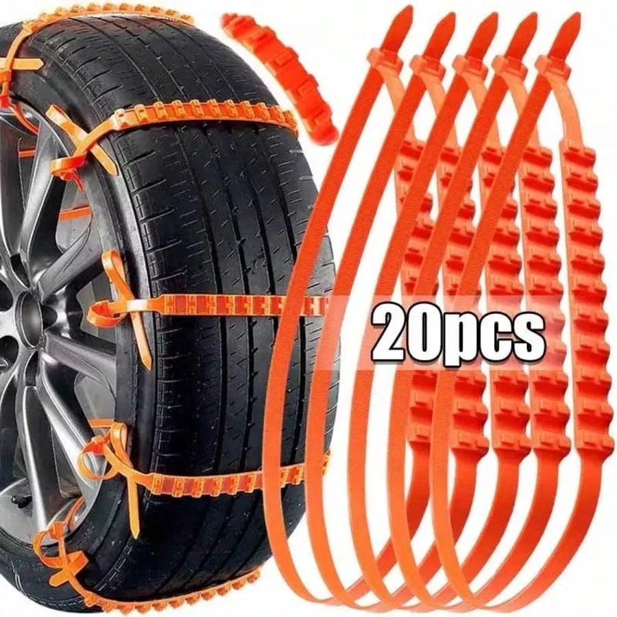 20 Packs Of Automotive Emergency Anti-Skid Chains, For Winter Driving, Anti-Skid Function, Quick Installation For Ice And Snow Chains