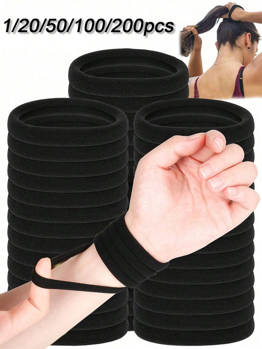 200/100/50/20/1pc Fashionable Minimalist High Elastic Thick Hair Ties, Suitable For Daily Use, Can Be Used As Hair Ties, Ponytail Ties, Headbands And Sports Headbands, Suitable For Women And Girls, Ca