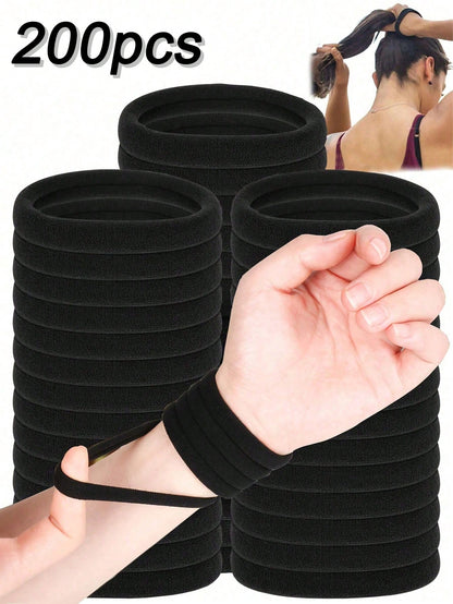 200/100/50/20/1pc Fashionable Minimalist High Elastic Thick Hair Ties, Suitable For Daily Use, Can Be Used As Hair Ties, Ponytail Ties, Headbands And Sports Headbands, Suitable For Women And Girls, Ca