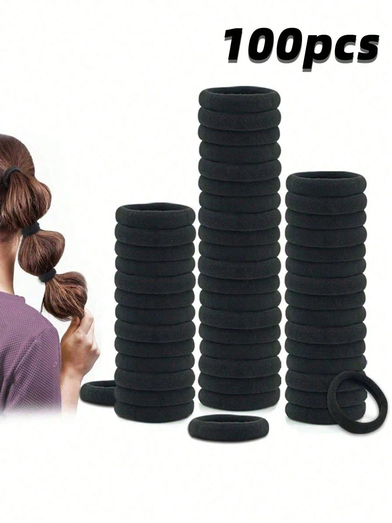 200/100/50/20/1pc Fashionable Minimalist High Elastic Thick Hair Ties, Suitable For Daily Use, Can Be Used As Hair Ties, Ponytail Ties, Headbands And Sports Headbands, Suitable For Women And Girls, Ca