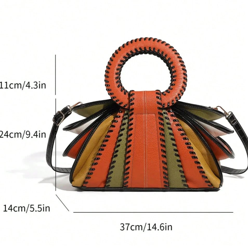 2026 Fashion Colorblock Large Capacity Women's Handbag With Shoulder Strap And Zipper Closure, Unique Design