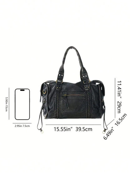 2026 Fashion Women's Bag Y2K Retro Motorcycle Bag Large Capacity Handbag Wasteland Style Tote Bag Women's Shoulder Crossbody Bag Soft Fabric
