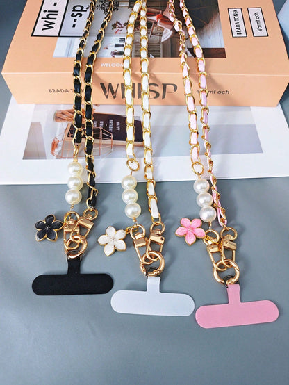 2026 New Versatile Long Phone Lanyard Crossbody Strap With High-End Pearl Leather Chain, Women's Outdoor Travel Pendant Bag Shell Universal, Suitable For Outdoor Travel, Hiking, Unisex, Short Phone Ho