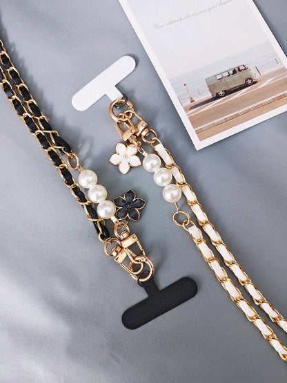 2026 New Versatile Long Phone Lanyard Crossbody Strap With High-End Pearl Leather Chain, Women's Outdoor Travel Pendant Bag Shell Universal, Suitable For Outdoor Travel, Hiking, Unisex, Short Phone Ho