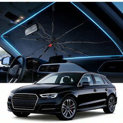 [2026 Upgrade] Windshield Sun Shade Umbrella, [Double Thickened Ice Crystal Coating] Sun & Heat Protection, Keep Vehicle Cool & Protect Interior