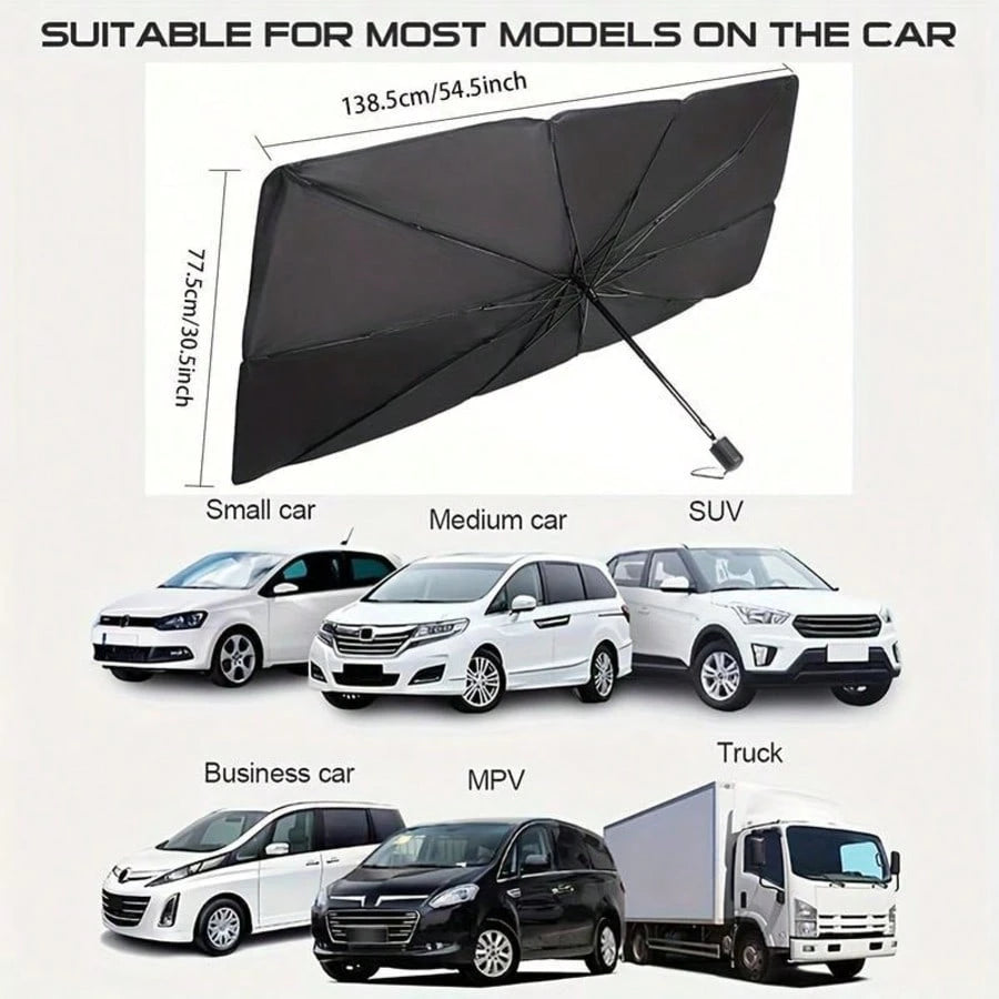 [2026 Upgrade] Windshield Sun Shade Umbrella, [Double Thickened Ice Crystal Coating] Sun & Heat Protection, Keep Vehicle Cool & Protect Interior