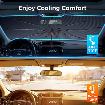 [2026 Upgrade] Windshield Sun Shade Umbrella, [Double Thickened Ice Crystal Coating] Sun & Heat Protection, Keep Vehicle Cool & Protect Interior