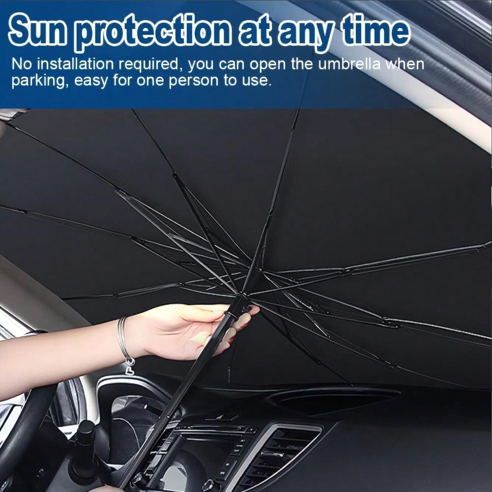 [2026 Upgrade] Windshield Sun Shade Umbrella, [Double Thickened Ice Crystal Coating] Sun & Heat Protection, Keep Vehicle Cool & Protect Interior