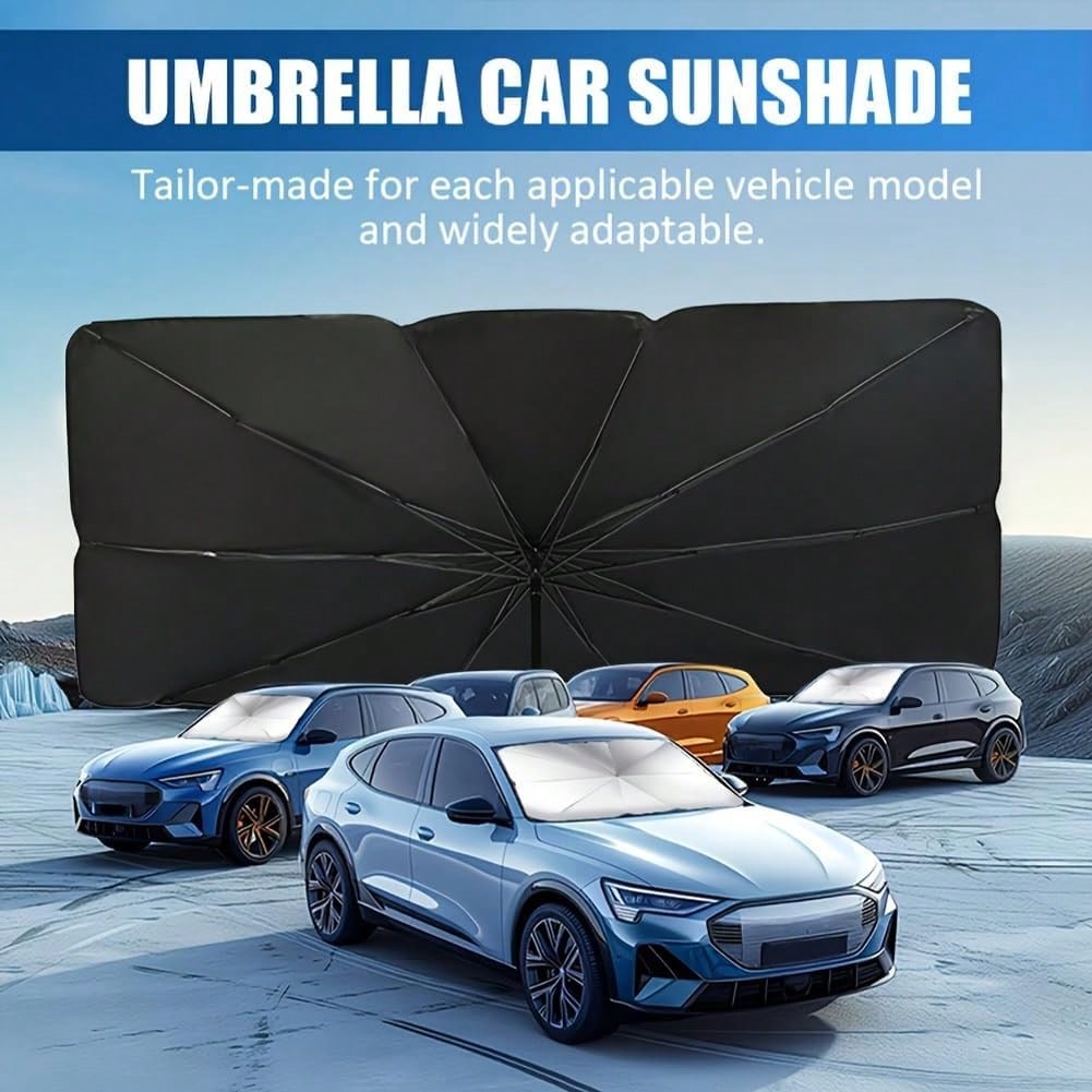 [2026 Upgrade] Windshield Sun Shade Umbrella, [Double Thickened Ice Crystal Coating] Sun & Heat Protection, Keep Vehicle Cool & Protect Interior