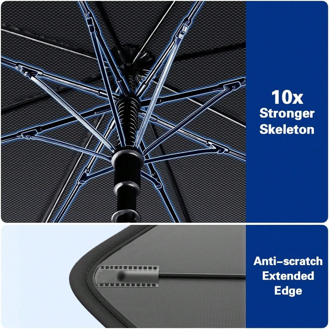 [2026 Upgrade] Windshield Sun Shade Umbrella, [Double Thickened Ice Crystal Coating] Sun & Heat Protection, Keep Vehicle Cool & Protect Interior