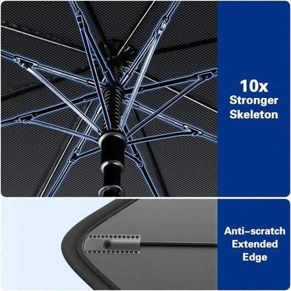 [2026 Upgrade] Windshield Sun Shade Umbrella, [Double Thickened Ice Crystal Coating] Sun & Heat Protection, Keep Vehicle Cool & Protect Interior