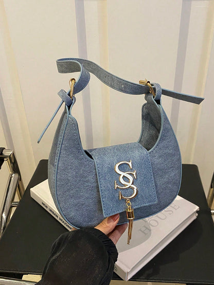 2026 Winter New Arrival Women's Personalized Crossbody Bag, Korean Crescent Casual Bag, Fashionable Chain Shoulder Bag For Ladies
