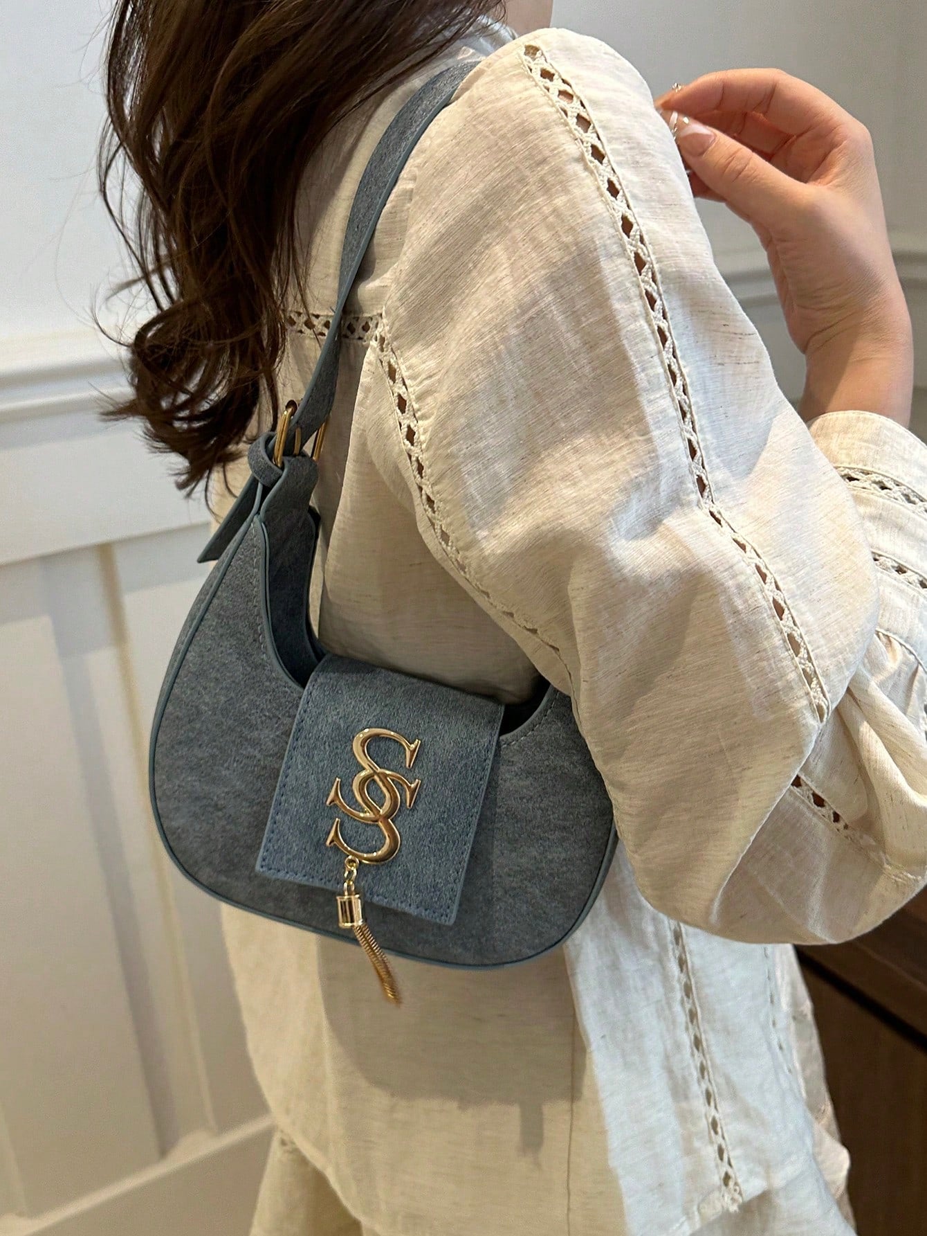 2026 Winter New Arrival Women's Personalized Crossbody Bag, Korean Crescent Casual Bag, Fashionable Chain Shoulder Bag For Ladies