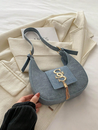 2026 Winter New Arrival Women's Personalized Crossbody Bag, Korean Crescent Casual Bag, Fashionable Chain Shoulder Bag For Ladies