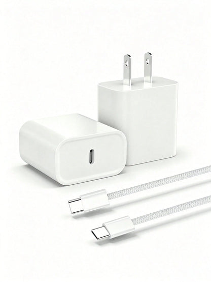 20W PD Fast Charger Set, USB-C Wall Charger With Type-C Cable, 3.3ft/6.6ft Optional, Fast Charging Adapter Compatible With IPhone 17/16/15 Series, Compact Travel Charger