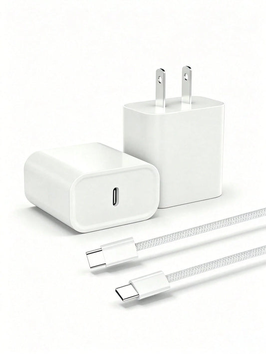 20W PD Fast Charger Set, USB-C Wall Charger With Type-C Cable, 3.3ft/6.6ft Optional, Fast Charging Adapter Compatible With IPhone 17/16/15 Series, Compact Travel Charger