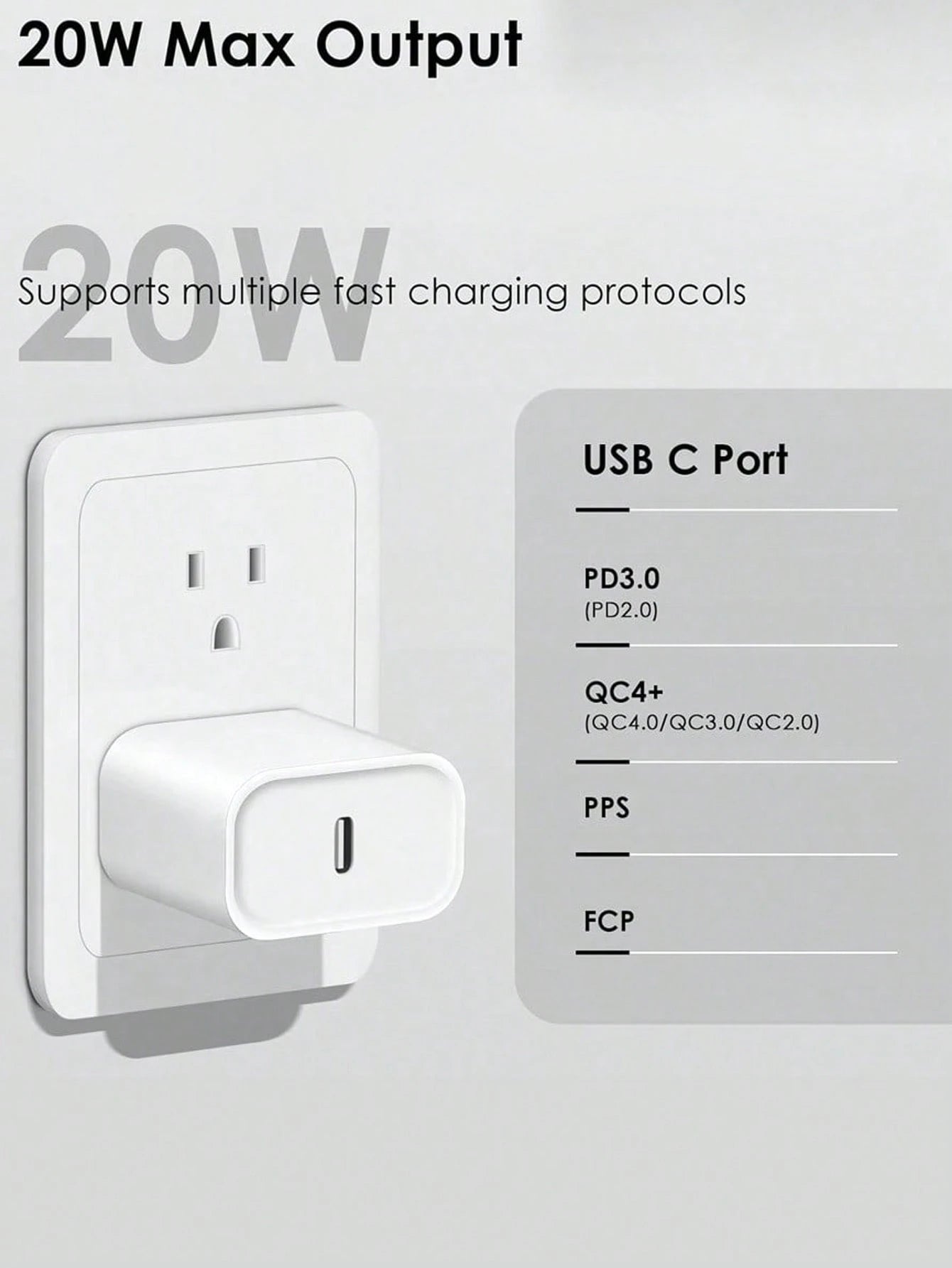 20W PD Fast Charger Set, USB-C Wall Charger With Type-C Cable, 3.3ft/6.6ft Optional, Fast Charging Adapter Compatible With IPhone 17/16/15 Series, Compact Travel Charger