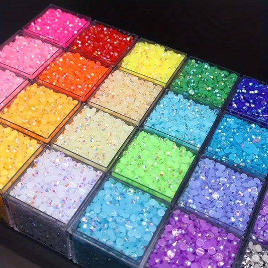 24999pcs 3mm 28 Colors Flat Back Jelly Rhinestones, Round Resin Crystals, Shiny Decorative Accessories For Shoes, Clothes, Phone Cases, Suitable For DIY Enthusiasts