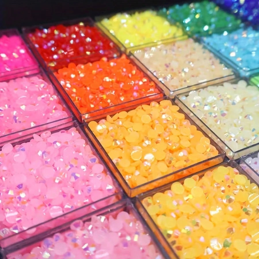24999pcs 3mm 28 Colors Flat Back Jelly Rhinestones, Round Resin Crystals, Shiny Decorative Accessories For Shoes, Clothes, Phone Cases, Suitable For DIY Enthusiasts