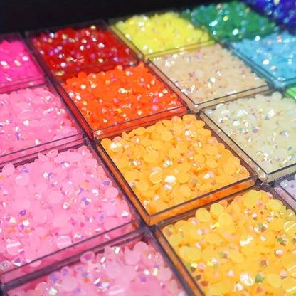 24999pcs 3mm 28 Colors Flat Back Jelly Rhinestones, Round Resin Crystals, Shiny Decorative Accessories For Shoes, Clothes, Phone Cases, Suitable For DIY Enthusiasts