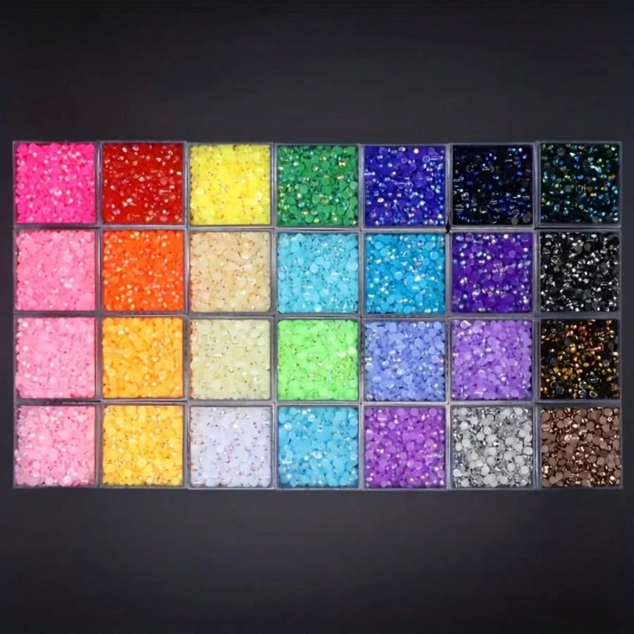 24999pcs 3mm 28 Colors Flat Back Jelly Rhinestones, Round Resin Crystals, Shiny Decorative Accessories For Shoes, Clothes, Phone Cases, Suitable For DIY Enthusiasts