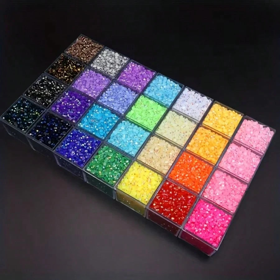 24999pcs 3mm 28 Colors Flat Back Jelly Rhinestones, Round Resin Crystals, Shiny Decorative Accessories For Shoes, Clothes, Phone Cases, Suitable For DIY Enthusiasts